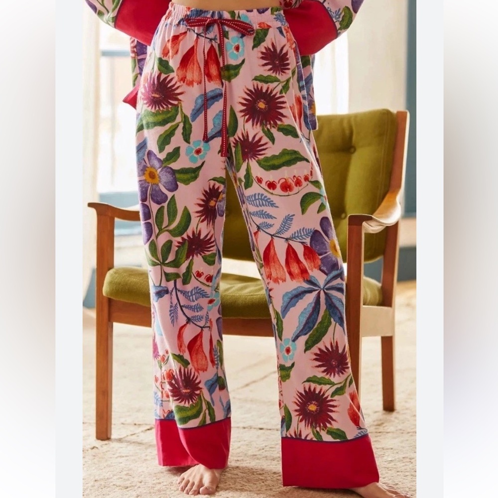 Anthropologie Rosa de Weerd Floral Flannel
Sleep Pants Pink Loungewear Pajama-XL